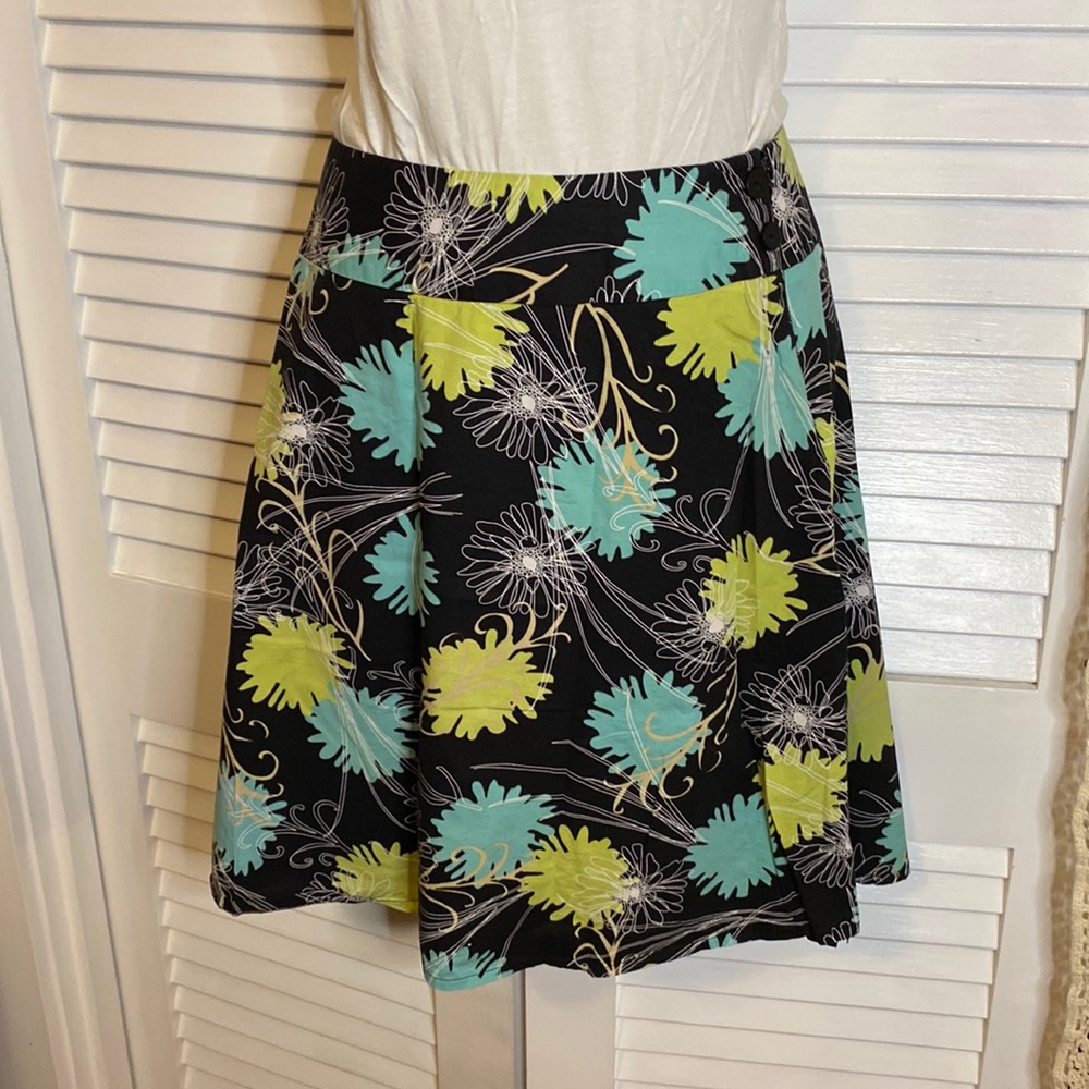 Rafaella cotton blend a-line floral skirt